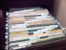 filing cabinet with files